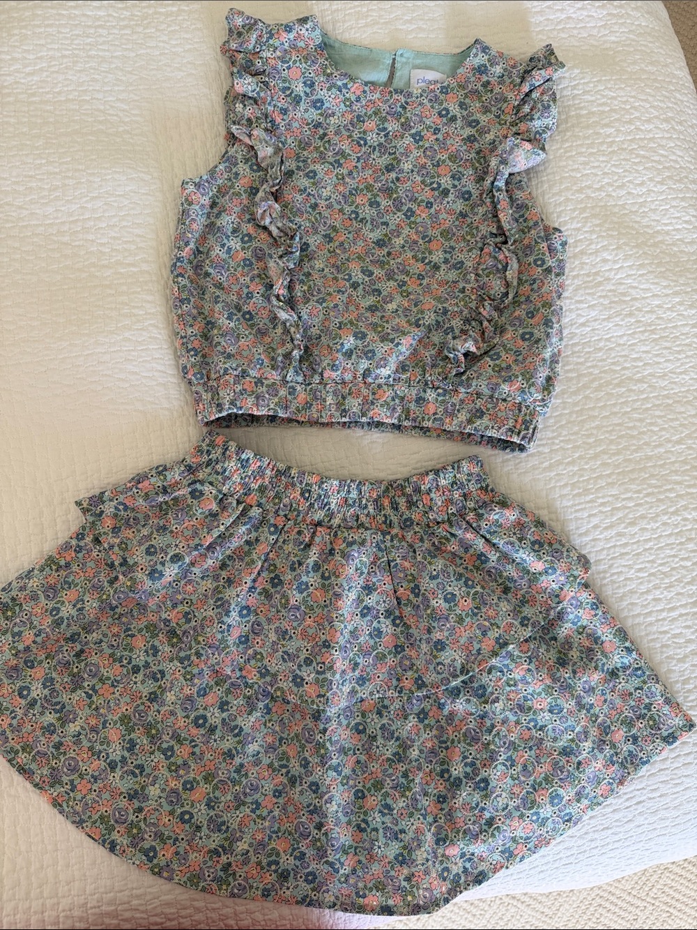 Pleat English Garden Top and Skirt Set